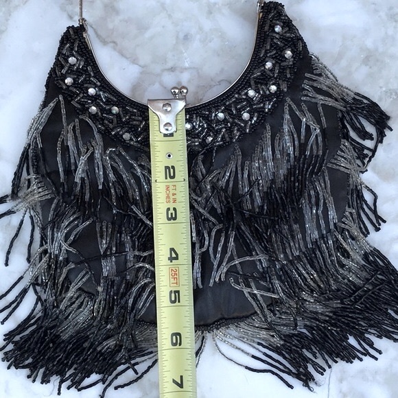 Vintage Black and Silver Beaded Evening Bag - Picture 8 of 10